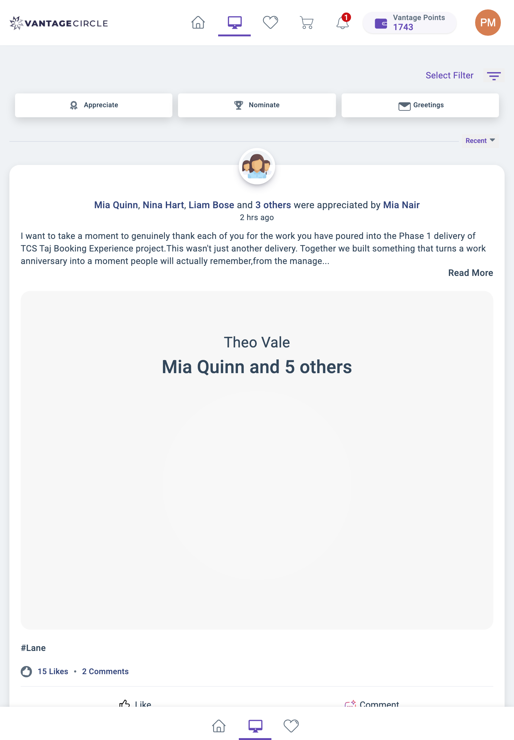 The feed at 820 pixels before the fix: a desktop header and a mobile bottom navigation bar on screen at the same time, with the feed card running edge to edge.